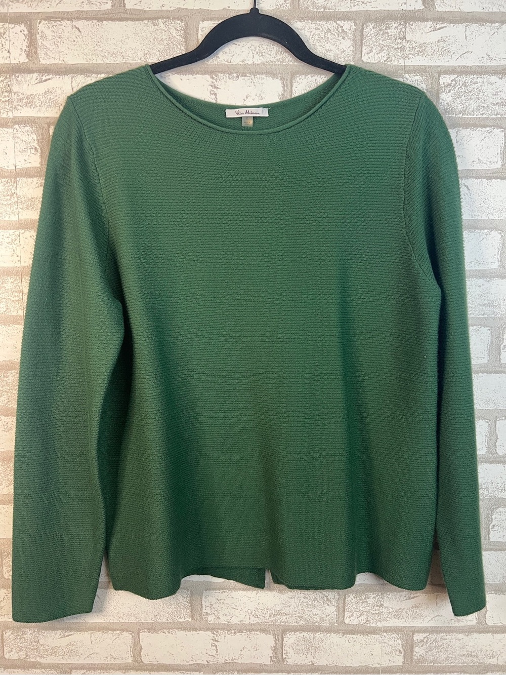 Milano Forest Green Crewneck Textured Knit Sweater